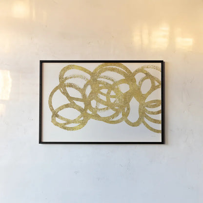 Swirling Element I Crop I Gold by Shirley Novak. shown as a paper print in a black flame. Available as a archival giclee rolled canvas, fine art paper, or poster print. SKU 68389i.