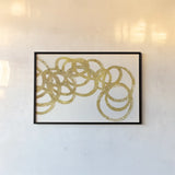 Swirling Element I Crop II Gold by Shirley Novak. shown as a paper print in a black flame. Available as a archival giclee rolled canvas, fine art paper, or poster print. SKU 68390i.
