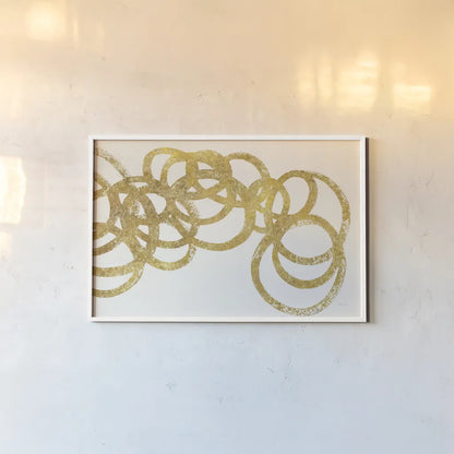 Swirling Element I Crop II Gold by Shirley Novak. shown as a paper print in a white frame. Available as a archival giclee rolled canvas, fine art paper, or poster print. SKU 68390i.