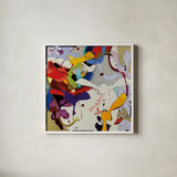 Swoops by Shirley Novak. Shown in a crisp white glass frame for a clean and minimalist style. Available as an archival giclee rolled canvas, fine art paper, or poster print. SKU 93002a.