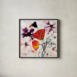 The Black Poppy by Shirley Novak. Shown in a sleek black glass frame for a contemporary gallery look. Available as an archival giclee rolled canvas, fine art paper, or poster print. SKU 89491a.