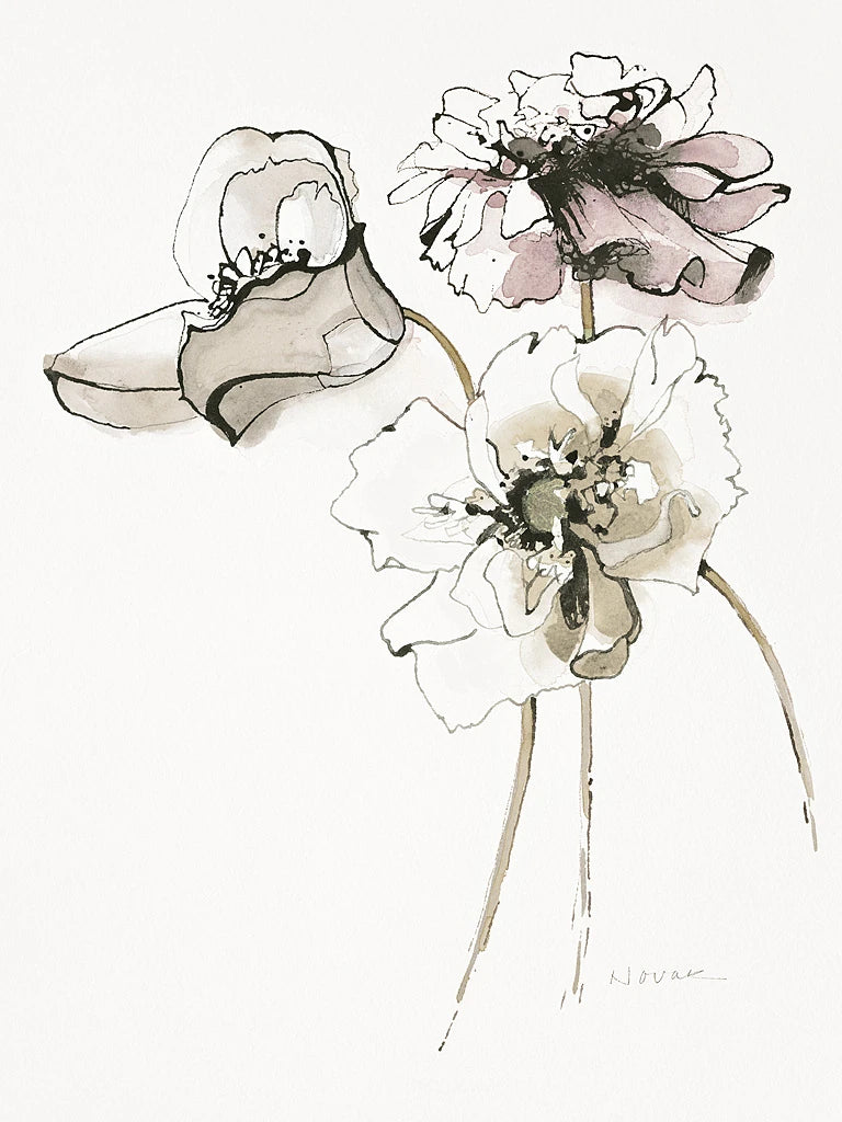 Three Somniferums Poppies Neutral by Shirley Novak