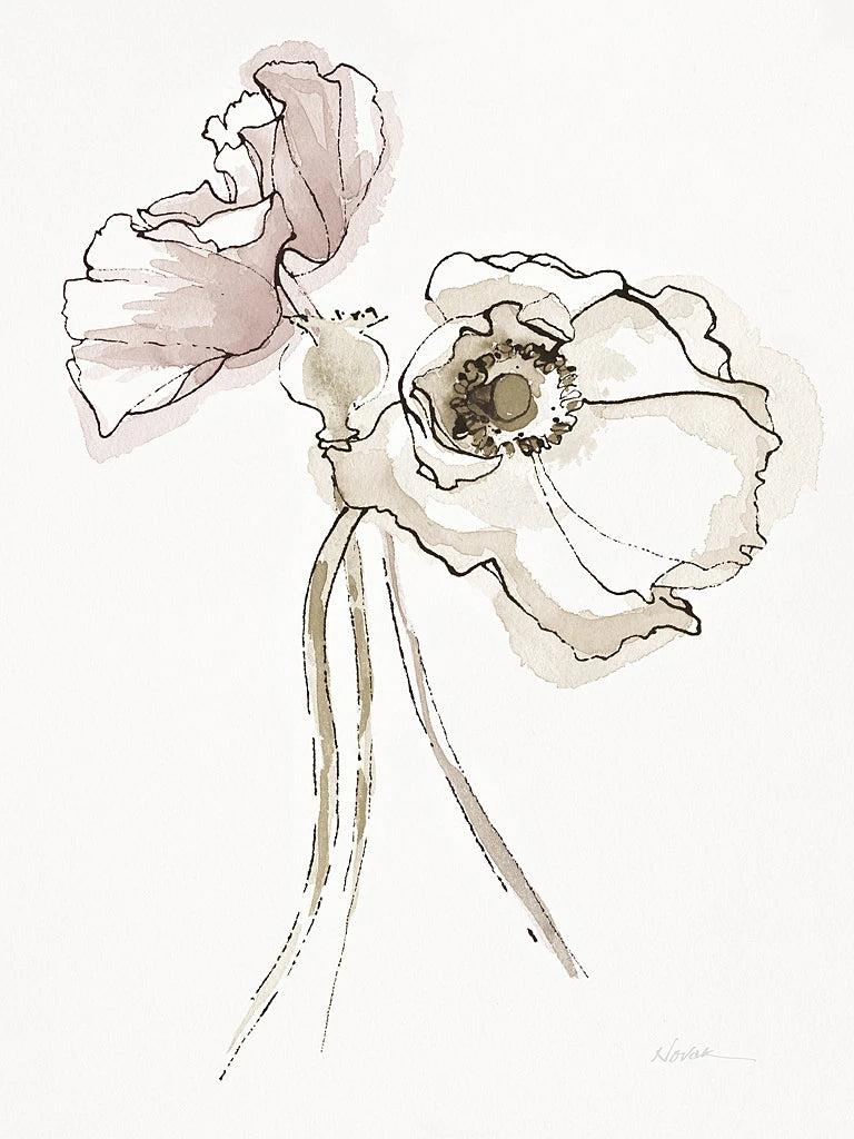 Three Somniferums Poppies Neutral II by Shirley Novak