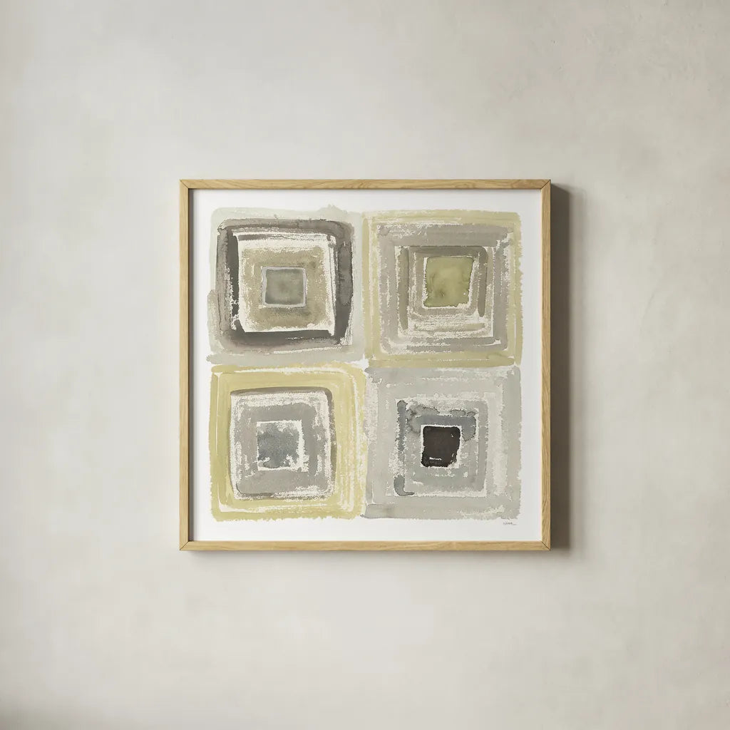 Tunnels IV by Shirley Novak. Shown in a natural wood glass frame for a timeless modern aesthetic. Available as an archival giclee rolled canvas, fine art paper, or poster print. SKU 23188a.