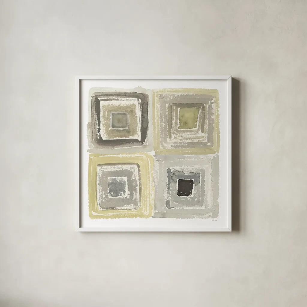 Tunnels IV by Shirley Novak. Shown in a crisp white glass frame for a clean and minimalist style. Available as an archival giclee rolled canvas, fine art paper, or poster print. SKU 23188a.