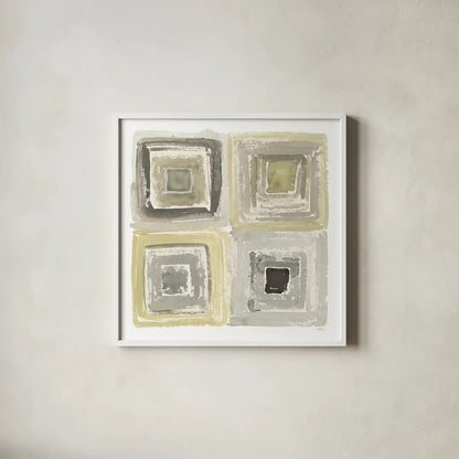 Tunnels IV by Shirley Novak. Shown in a crisp white glass frame for a clean and minimalist style. Available as an archival giclee rolled canvas, fine art paper, or poster print. SKU 23188a.