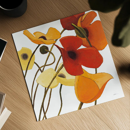 Up Two on White Yellow by Shirley Novak. Shown as a detailed flat fine art print, highlighting archival giclee quality. Available as an archival giclee rolled canvas, fine art paper, or poster print. SKU 31324a.