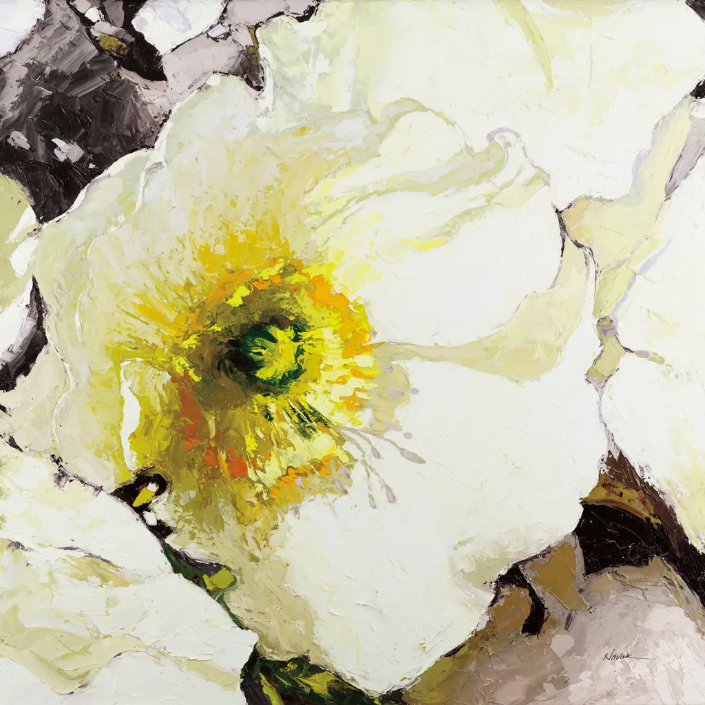 White Poppies Up Close Neutral by Shirley Novak. SKU 91408a. Archival Giclee Fine art print for wall decor.