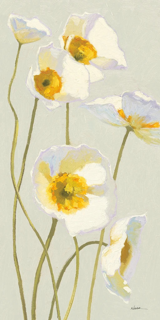 White on White Poppies Panel I by Shirley Novak