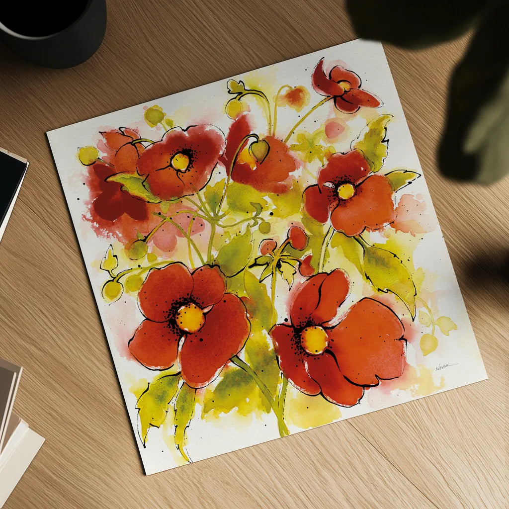 Wild Meadow I by Shirley Novak. Shown as a detailed flat fine art print, highlighting archival giclee quality. Available as an archival giclee rolled canvas, fine art paper, or poster print. SKU 30721a.