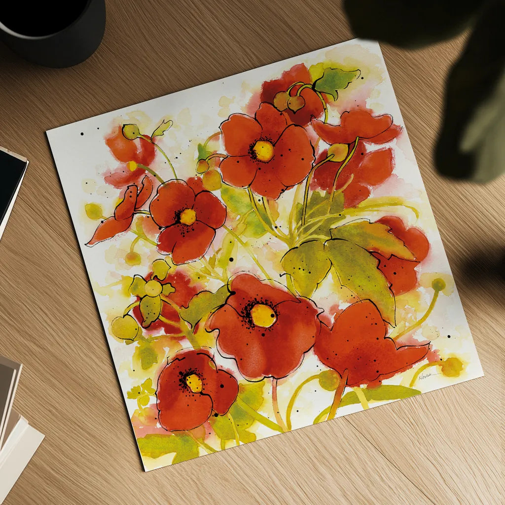 Wild Meadow II by Shirley Novak. Shown as a detailed flat fine art print, highlighting archival giclee quality. Available as an archival giclee rolled canvas, fine art paper, or poster print. SKU 30722a.