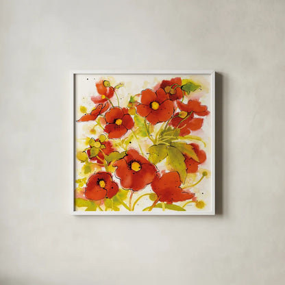 Wild Meadow II by Shirley Novak. Shown in a crisp white glass frame for a clean and minimalist style. Available as an archival giclee rolled canvas, fine art paper, or poster print. SKU 30722a.