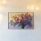 Wild and Flowery by Shirley Novak. shown as a paper print in a natural frame. Available as a archival giclee rolled canvas, fine art paper, or poster print. SKU 89147i.