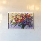 Wild and Flowery by Shirley Novak. shown as a paper print in a white frame. Available as a archival giclee rolled canvas, fine art paper, or poster print. SKU 89147i.