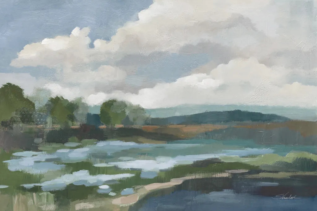  Light Blue Coastal Flowers by Silvia Vassileva. SKU 85815i. Archival Giclee Fine art print for wall decor.