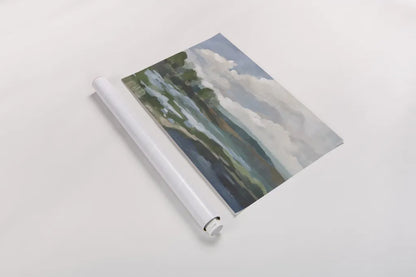  Light Blue Coastal Flowers by Silvia Vassileva. shown as a rolled paper print. Available as archival giclee rolled canvas, fine art paper, or poster print. SKU 85815i.