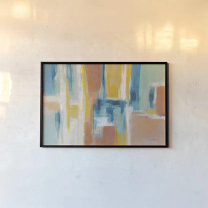 90s Color Blocks by Silvia Vassileva. shown as a paper print in a black flame. Available as a archival giclee rolled canvas, fine art paper, or poster print. SKU 72297i.