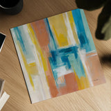 90s Color Blocks Sq by Silvia Vassileva. Shown as a detailed flat fine art print, highlighting archival giclee quality. Available as an archival giclee rolled canvas, fine art paper, or poster print. SKU 72572a.