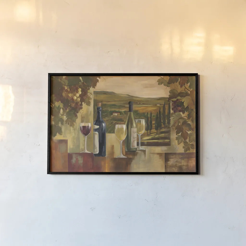 A Day at the Winery by Silvia Vassileva. shown as a paper print in a black flame. Available as a archival giclee rolled canvas, fine art paper, or poster print. SKU 60339i.