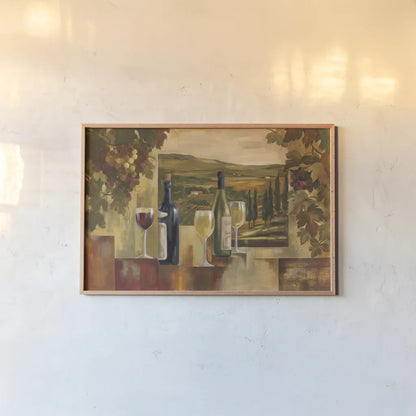 A Day at the Winery by Silvia Vassileva. shown as a paper print in a natural frame. Available as a archival giclee rolled canvas, fine art paper, or poster print. SKU 60339i.