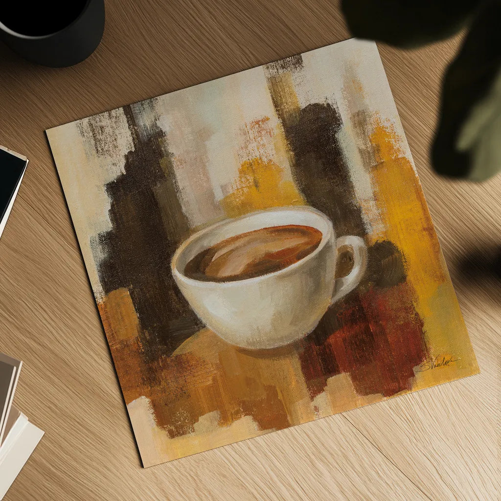 Abstract Coffee V by Silvia Vassileva. Shown as a detailed flat fine art print, highlighting archival giclee quality. Available as an archival giclee rolled canvas, fine art paper, or poster print. SKU 84278a.