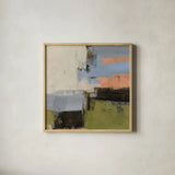 Abstract Fragments I by Silvia Vassileva. Shown in a natural wood glass frame for a timeless modern aesthetic. Available as an archival giclee rolled canvas, fine art paper, or poster print. SKU 92004a.