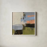 Abstract Fragments I by Silvia Vassileva. Shown in a crisp white glass frame for a clean and minimalist style. Available as an archival giclee rolled canvas, fine art paper, or poster print. SKU 92004a.