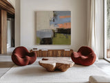 Abstract Fragments I by Silvia Vassileva. Shown as extra-large giant wall art in a modern living room. Available as an archival giclee rolled canvas, fine art paper, or poster print. SKU 92004a.