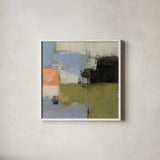 Abstract Fragments III by Silvia Vassileva. Shown in a crisp white glass frame for a clean and minimalist style. Available as an archival giclee rolled canvas, fine art paper, or poster print. SKU 92006a.
