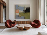 Abstract Fragments III by Silvia Vassileva. Shown as extra-large giant wall art in a modern living room. Available as an archival giclee rolled canvas, fine art paper, or poster print. SKU 92006a.