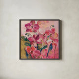 Abstract Orchid by Silvia Vassileva. Shown in a sleek black glass frame for a contemporary gallery look. Available as an archival giclee rolled canvas, fine art paper, or poster print. SKU 98019a.