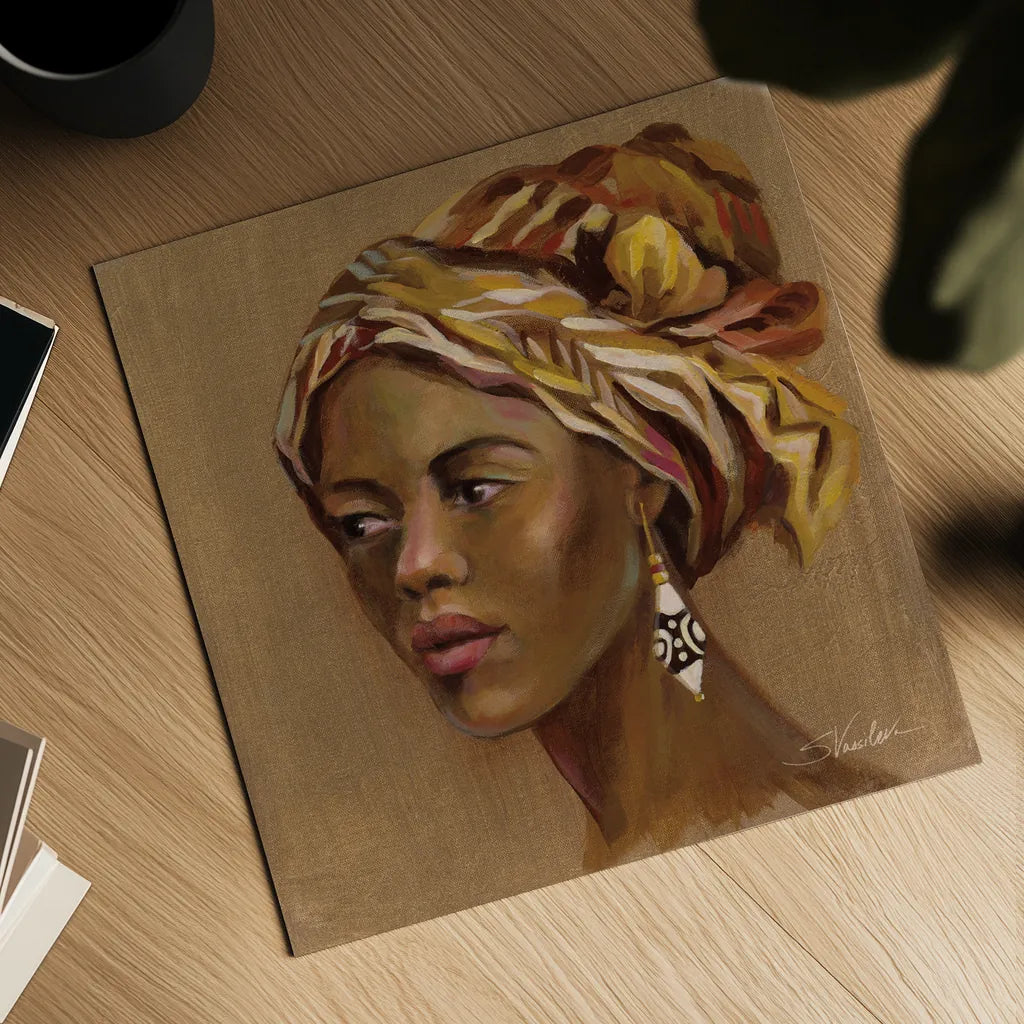 African Beauty II by Silvia Vassileva. Shown as a detailed flat fine art print, highlighting archival giclee quality. Available as an archival giclee rolled canvas, fine art paper, or poster print. SKU 70486a.