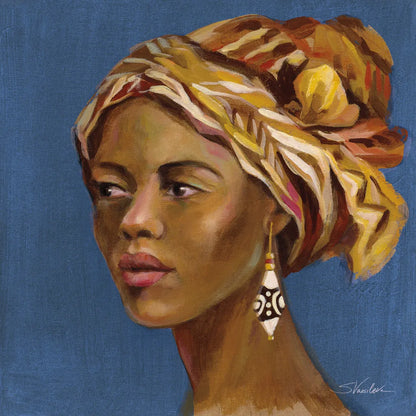 African Beauty II Blue by Silvia Vassileva. SKU 72627a. Archival Giclee Fine art print for wall decor.