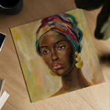 African Face II by Silvia Vassileva. Shown as a detailed flat fine art print, highlighting archival giclee quality. Available as an archival giclee rolled canvas, fine art paper, or poster print. SKU 65248a.