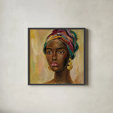 African Face II by Silvia Vassileva. Shown in a sleek black glass frame for a contemporary gallery look. Available as an archival giclee rolled canvas, fine art paper, or poster print. SKU 65248a.