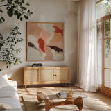 African Steps by Silvia Vassileva. Shown in a natural wood frame in a cozy modern living room. Available as an archival giclee rolled canvas, fine art paper, or poster print. SKU 82438a.