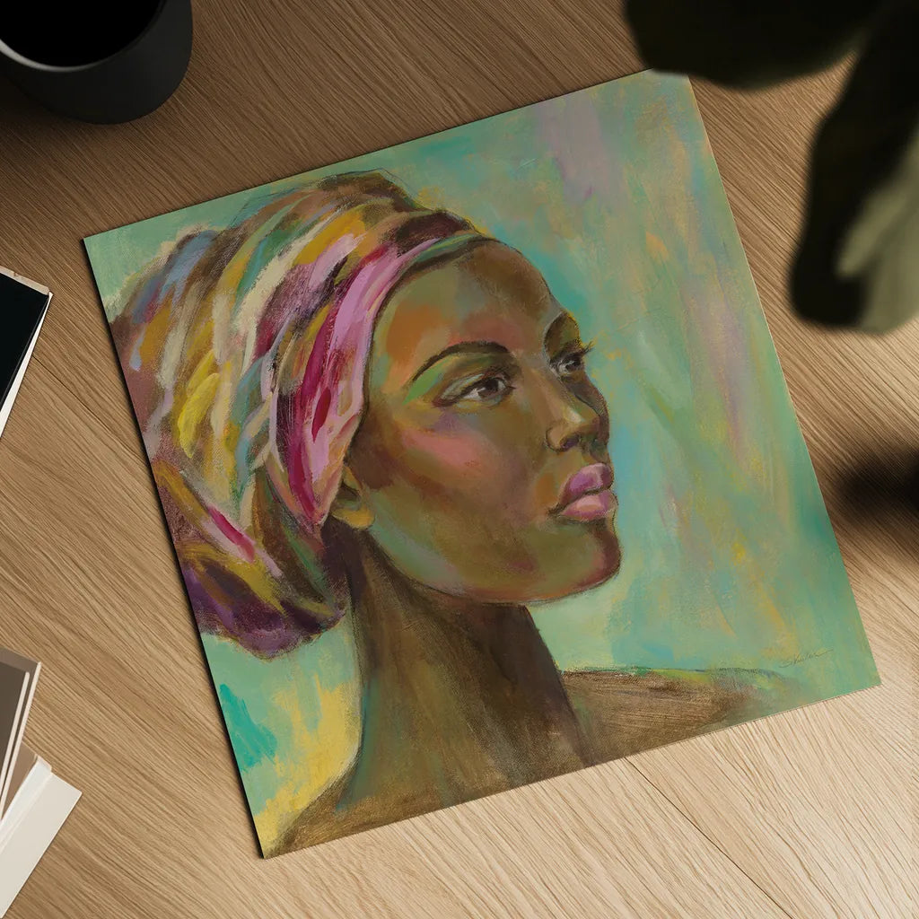 African Woman I by Silvia Vassileva. Shown as a detailed flat fine art print, highlighting archival giclee quality. Available as an archival giclee rolled canvas, fine art paper, or poster print. SKU 64160a.