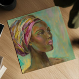 African Woman I by Silvia Vassileva. Shown as a detailed flat fine art print, highlighting archival giclee quality. Available as an archival giclee rolled canvas, fine art paper, or poster print. SKU 64160a.