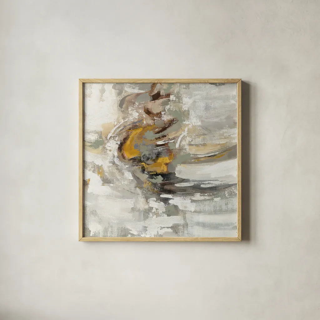 Amber Ring by Silvia Vassileva. Shown in a natural wood glass frame for a timeless modern aesthetic. Available as an archival giclee rolled canvas, fine art paper, or poster print. SKU 27120a.