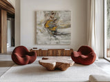Amber Ring by Silvia Vassileva. Shown as extra-large giant wall art in a modern living room. Available as an archival giclee rolled canvas, fine art paper, or poster print. SKU 27120a.