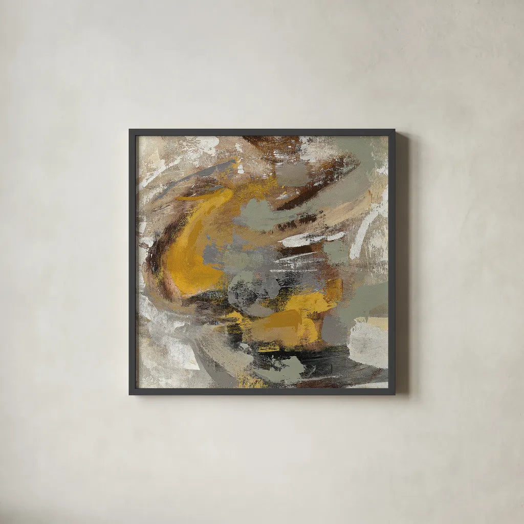 Amber Ring v2 by Silvia Vassileva. Shown in a sleek black glass frame for a contemporary gallery look. Available as an archival giclee rolled canvas, fine art paper, or poster print. SKU 28414a.