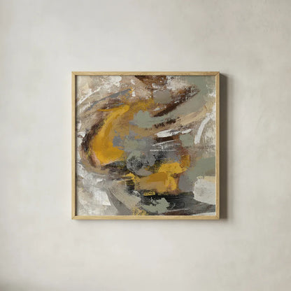 Amber Ring v2 by Silvia Vassileva. Shown in a natural wood glass frame for a timeless modern aesthetic. Available as an archival giclee rolled canvas, fine art paper, or poster print. SKU 28414a.