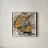 Amber Ring v2 by Silvia Vassileva. Shown in a crisp white glass frame for a clean and minimalist style. Available as an archival giclee rolled canvas, fine art paper, or poster print. SKU 28414a.