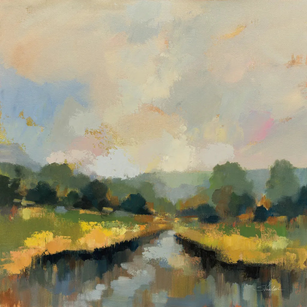 Amber Riverbank by Silvia Vassileva. SKU 89034a. Archival Giclee Fine art print for wall decor.