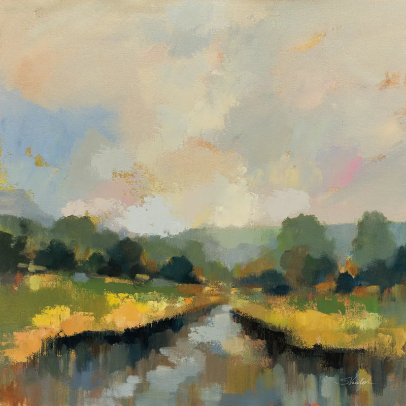 Amber Riverbank by Silvia Vassileva. SKU 89034a. Archival Giclee Fine art print for wall decor.