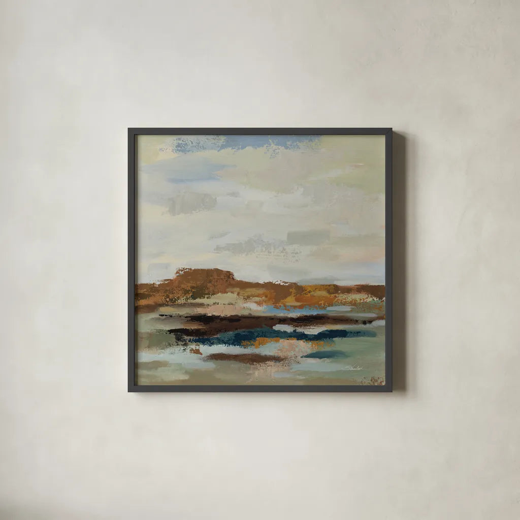 American West I by Silvia Vassileva. Shown in a sleek black glass frame for a contemporary gallery look. Available as an archival giclee rolled canvas, fine art paper, or poster print. SKU 97916a.