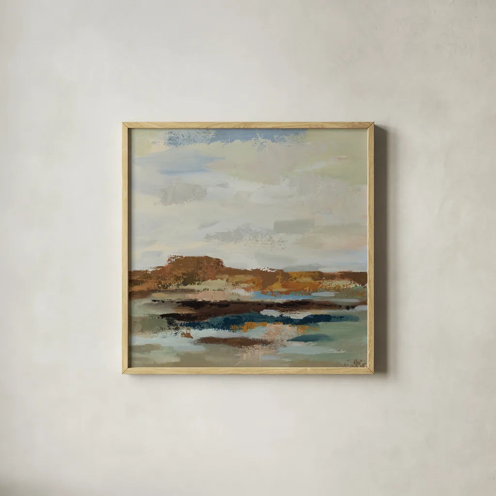 American West I by Silvia Vassileva. Shown in a natural wood glass frame for a timeless modern aesthetic. Available as an archival giclee rolled canvas, fine art paper, or poster print. SKU 97916a.