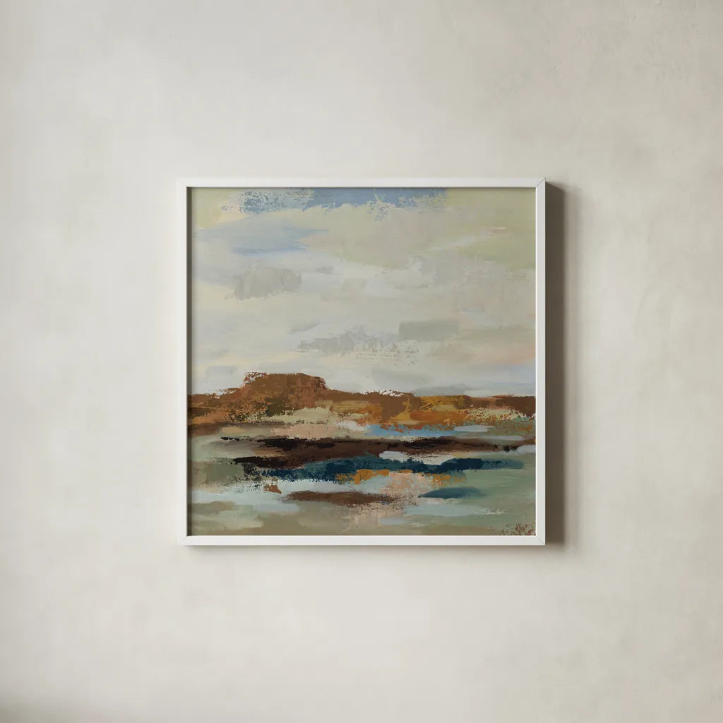 American West I by Silvia Vassileva. Shown in a crisp white glass frame for a clean and minimalist style. Available as an archival giclee rolled canvas, fine art paper, or poster print. SKU 97916a.