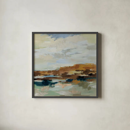 American West II by Silvia Vassileva. Shown in a sleek black glass frame for a contemporary gallery look. Available as an archival giclee rolled canvas, fine art paper, or poster print. SKU 97917a.