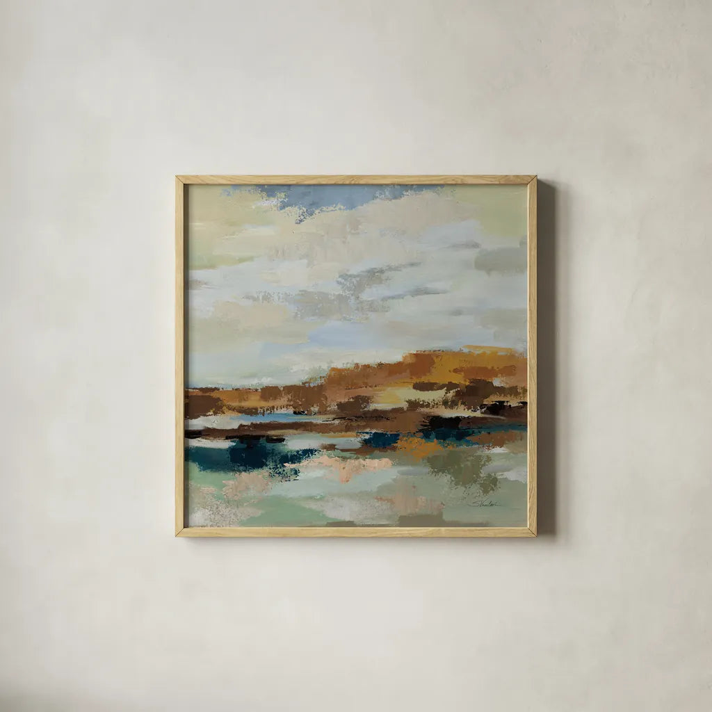 American West II by Silvia Vassileva. Shown in a natural wood glass frame for a timeless modern aesthetic. Available as an archival giclee rolled canvas, fine art paper, or poster print. SKU 97917a.